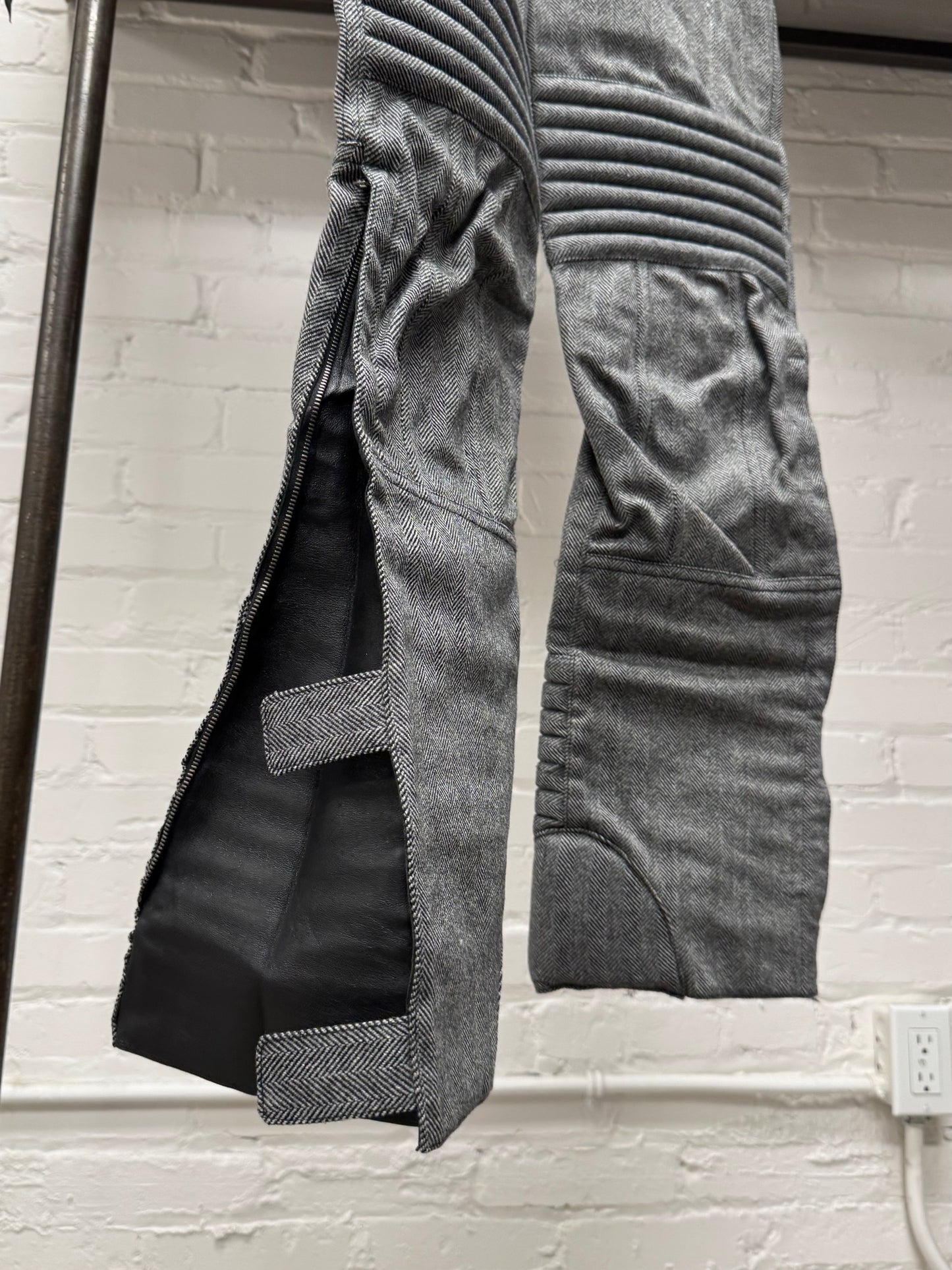 AW2000 Gucci by Tom Ford Herringbone/Leather Biker Pants