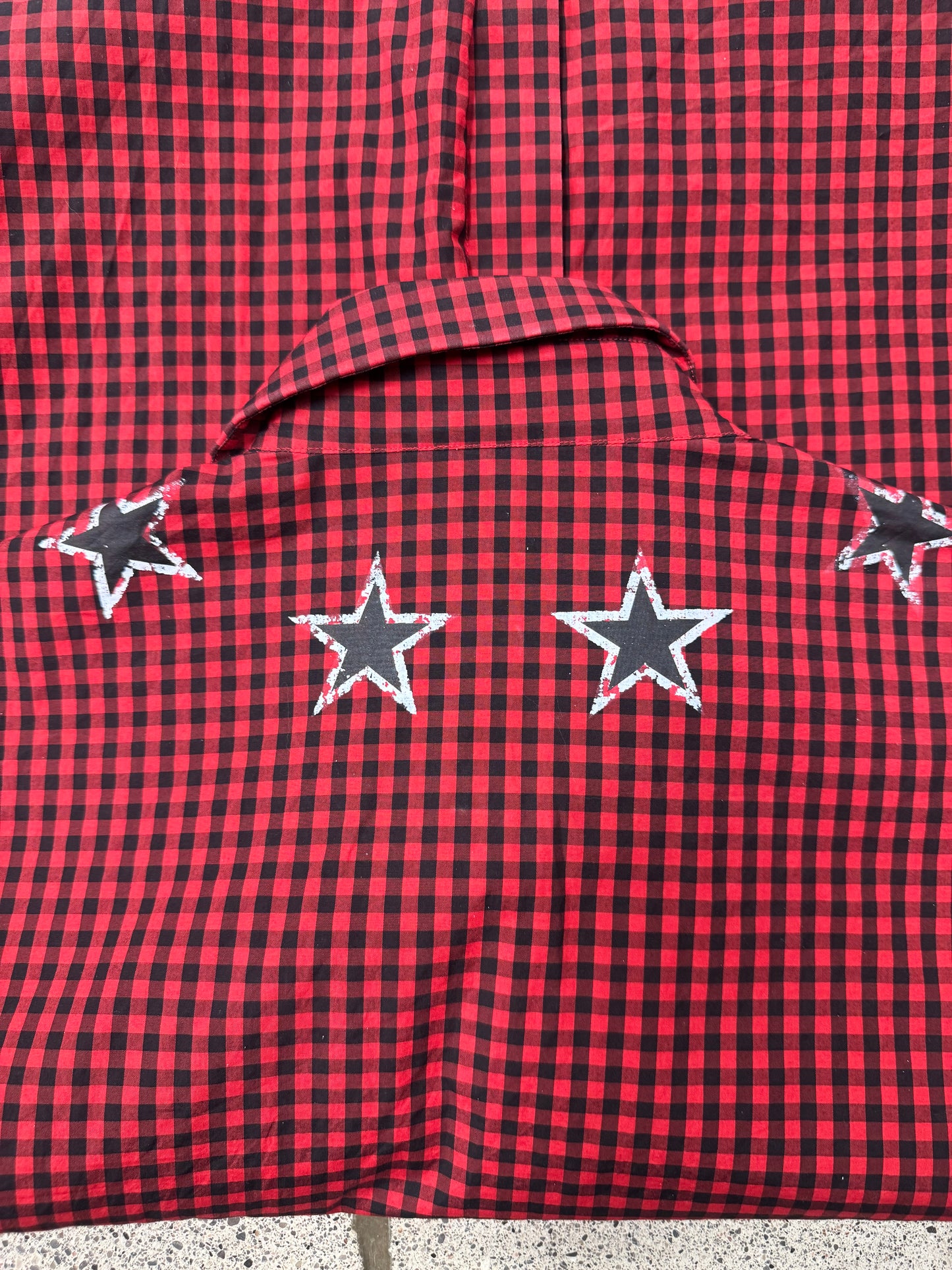 2010s Givenchy ‘Stars’ Red/Black Plaid Button Down Shirt
