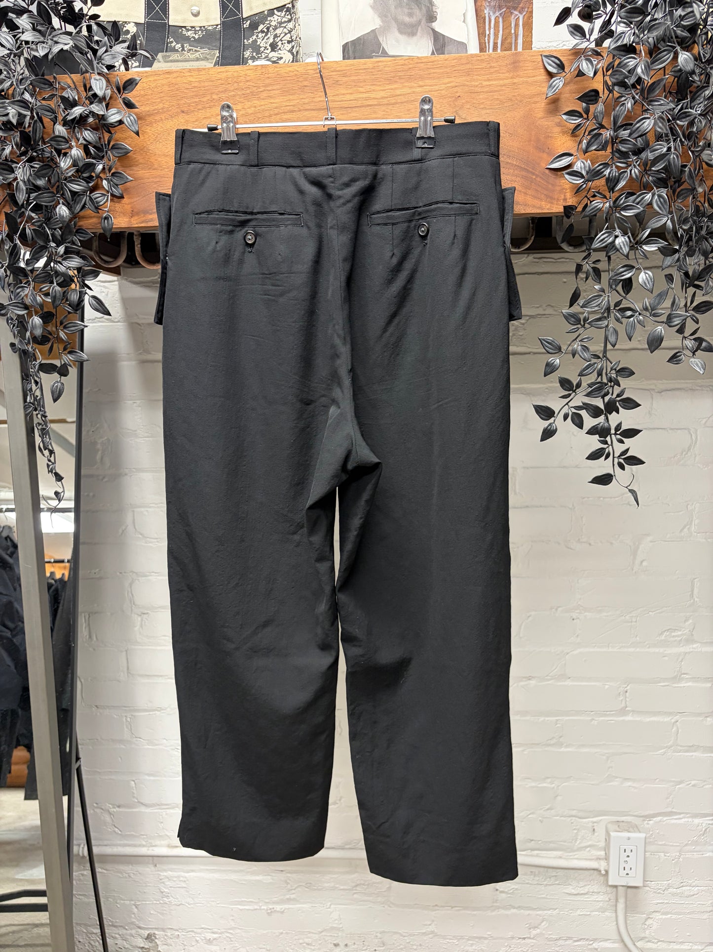 Vintage Y’s for Men by Yohji Yamamoto Button Hem Cotton Trousers with Side Flaps