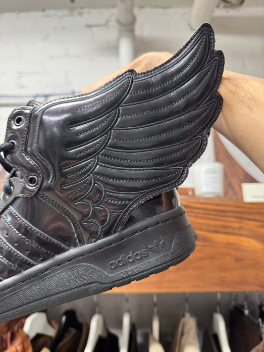 Jeremy Scott Wings 2.0 Black Patent Leather High Top Sneakers