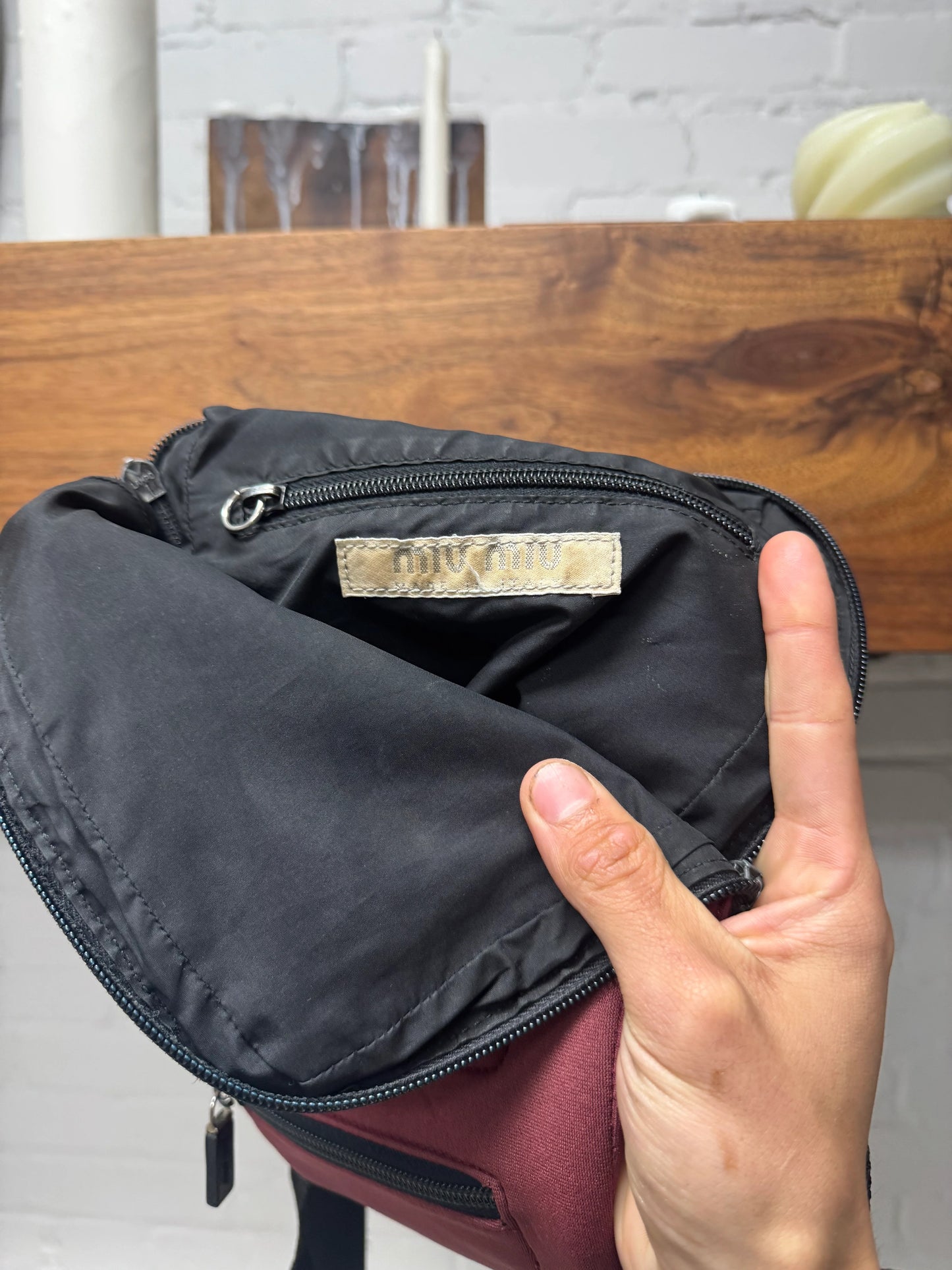 Vintage Miu Miu Miniature ‘Shell’ Sun Faded Red Backpack