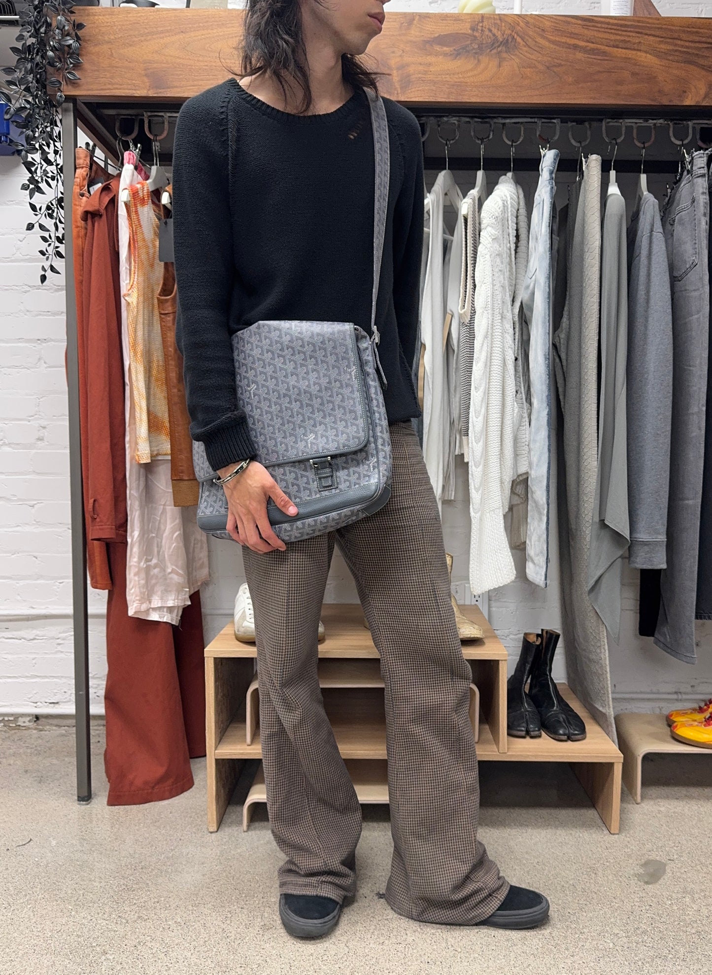2013 Goyard ‘Grand Bleu’ GM Grey Leather Messenger Bag