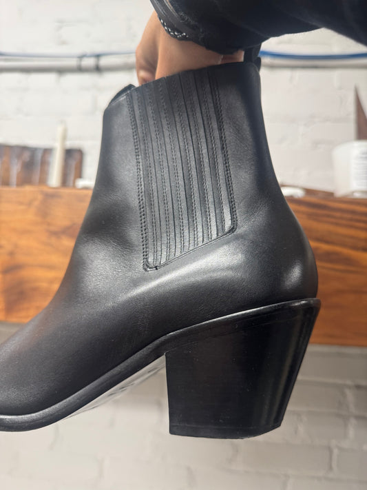 Helmut Lang Calfskin Leather ‘Cuban’ Heel Pointed Toe Boots