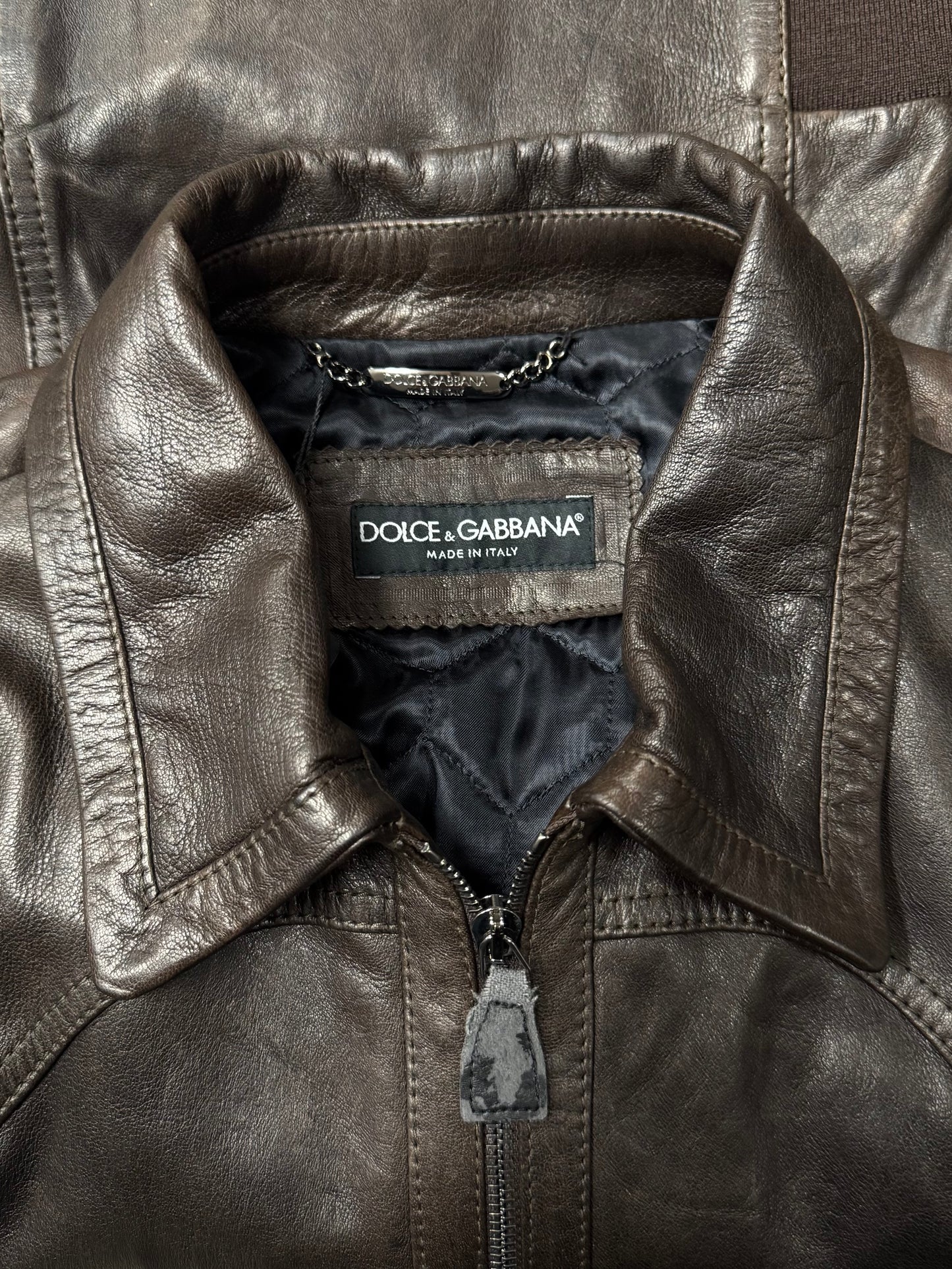 Dolce & Gabbana ‘Western’ Brown Calfskin Leather Jacket