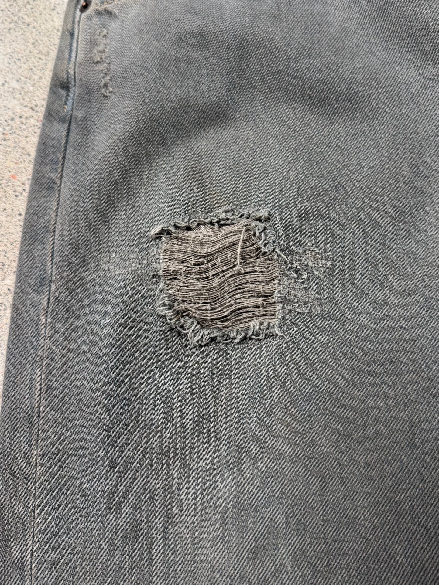 Acne Studios Flared Cut Distressed Grey Denim