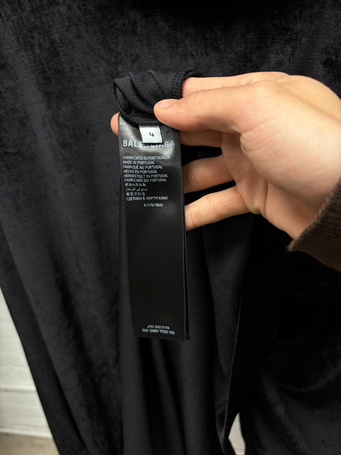 AW2022 Balenciaga Black Velour Pullover Hoodie