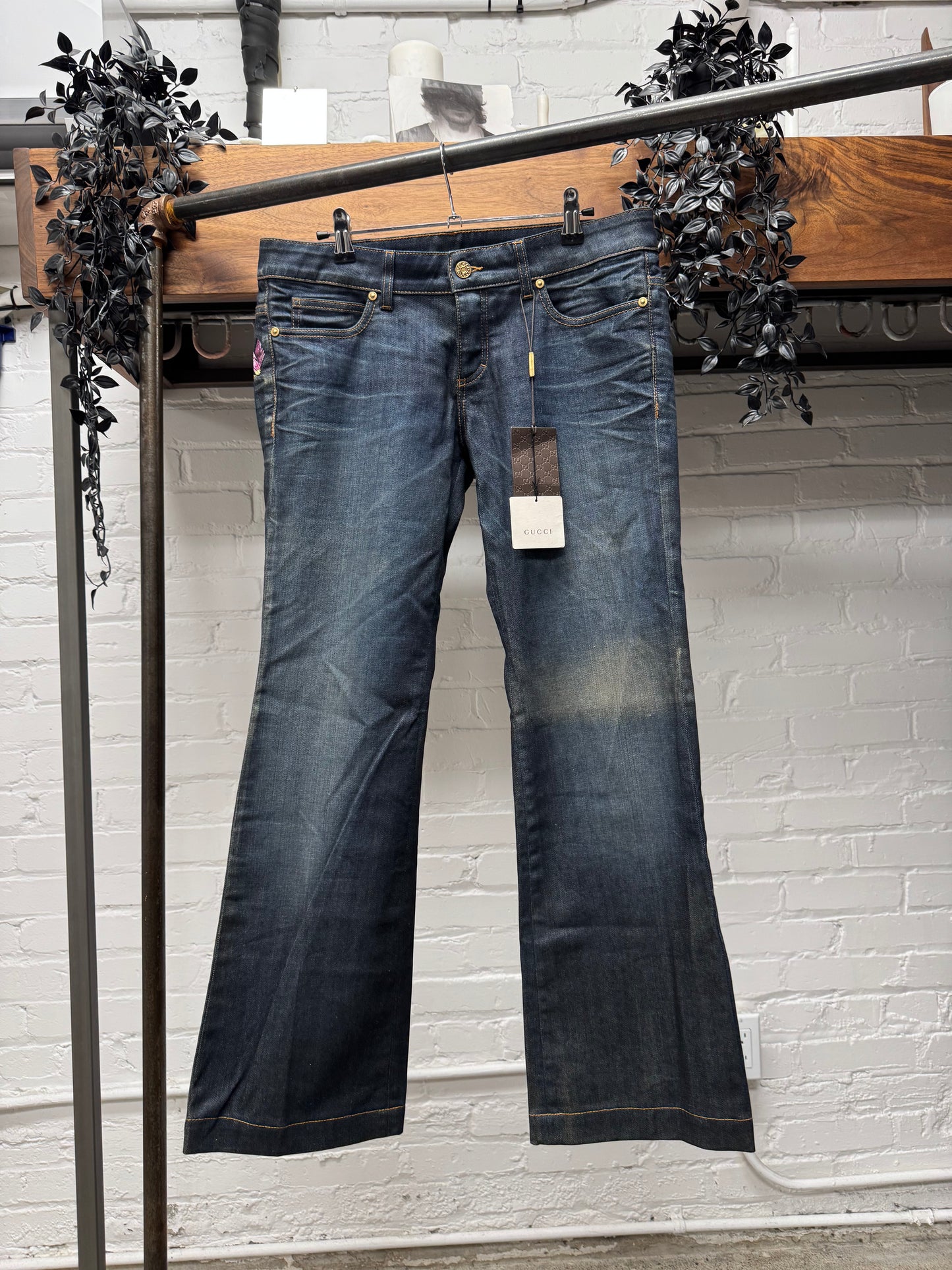 AW2013 Gucci ‘70s Cut’ Raw Blue Denim Flared Cut Jeans
