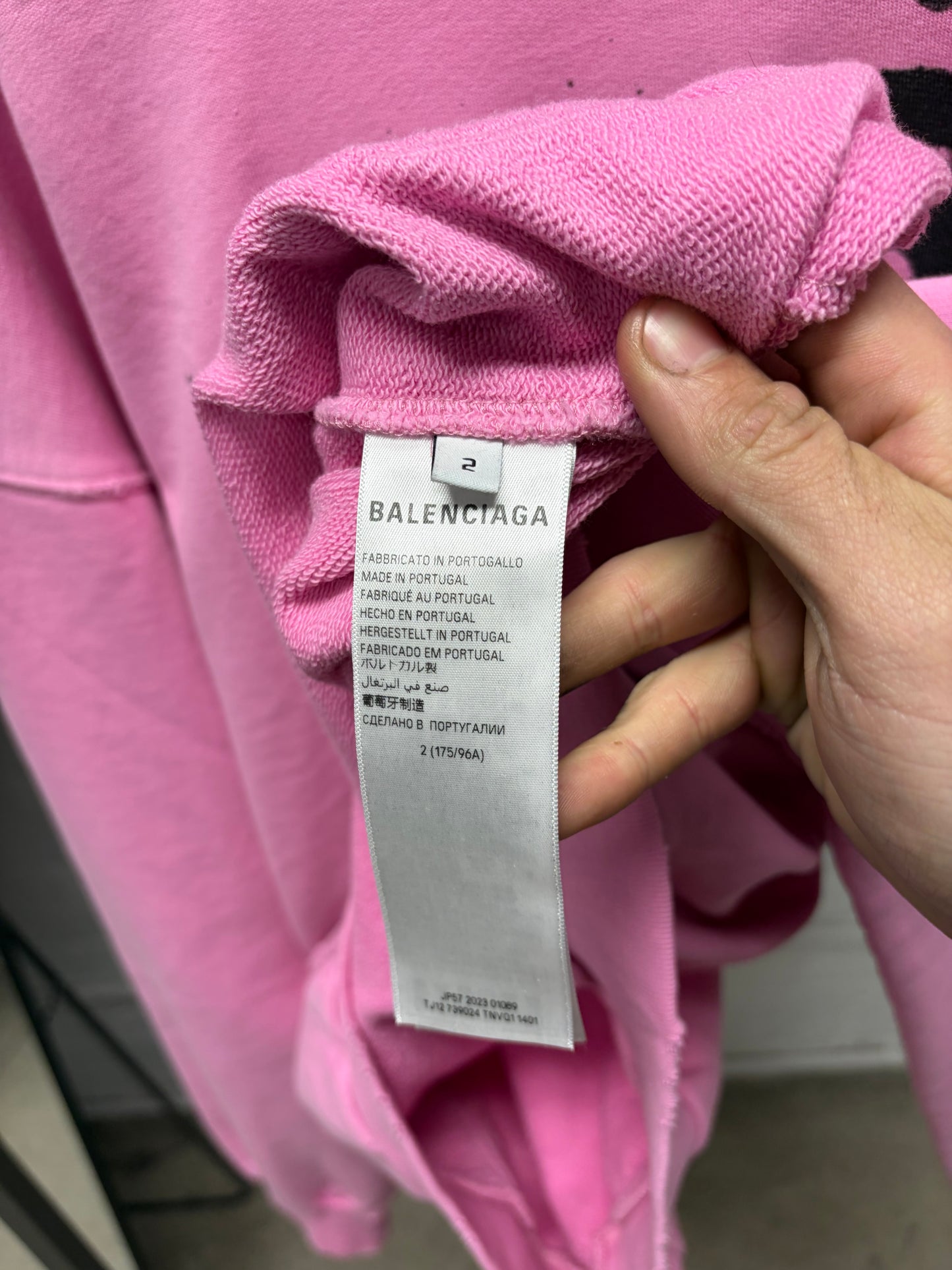 SS2023 Balenciaga ‘Splatter Logo’ Distressed Pink Pullover Hoodie