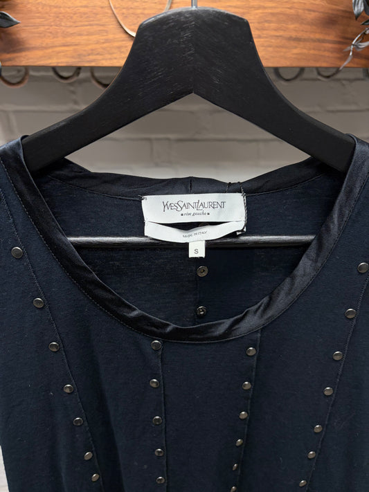 Vintage Yves Saint Laurent ‘Rive Gauche’ Studded Black Sleeveless Top