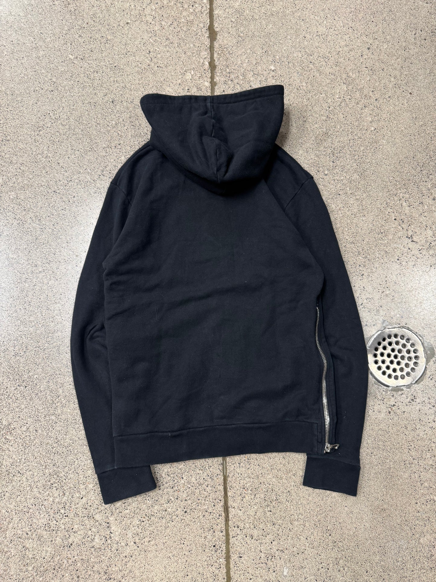 Balmain ‘Side-Zip’ Black Cotton Zip-Up Hoodie