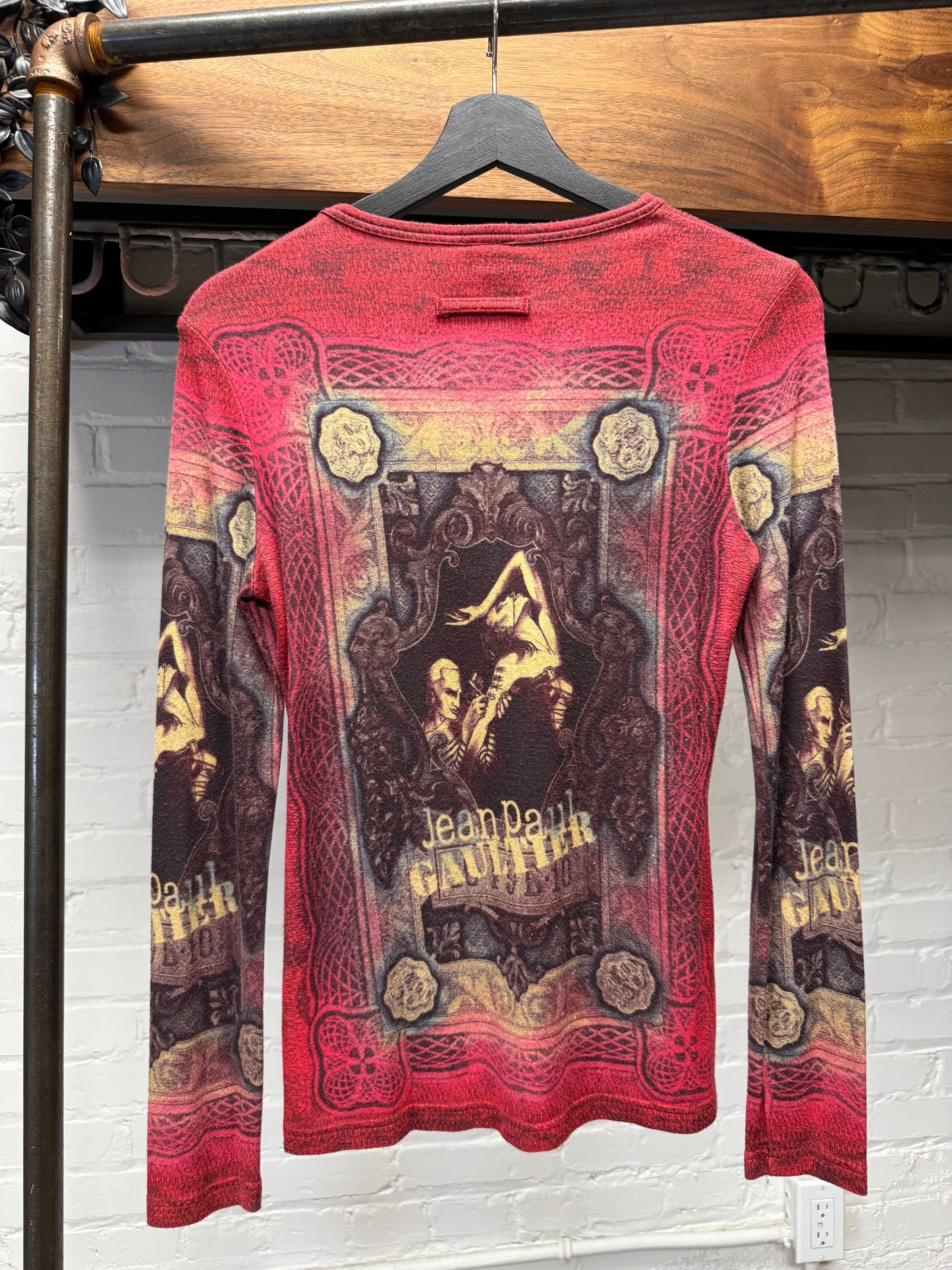 AW1995 Jean Paul Gaultier ‘Portrait’ Red/Long Mesh Long Sleeve Shirt