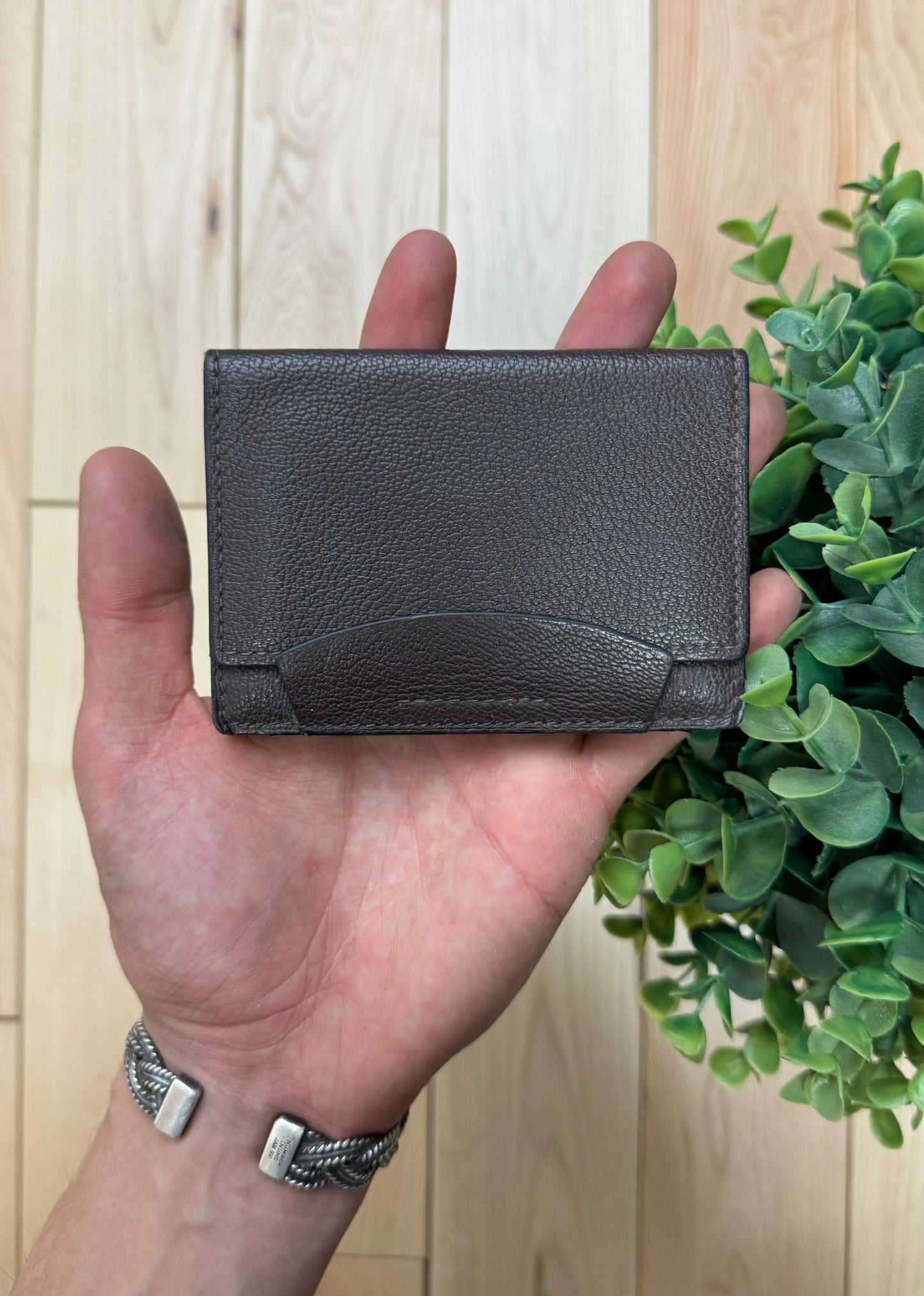 Tom Ford Brown Pebbled Calfskin Leather Cardholder Wallet