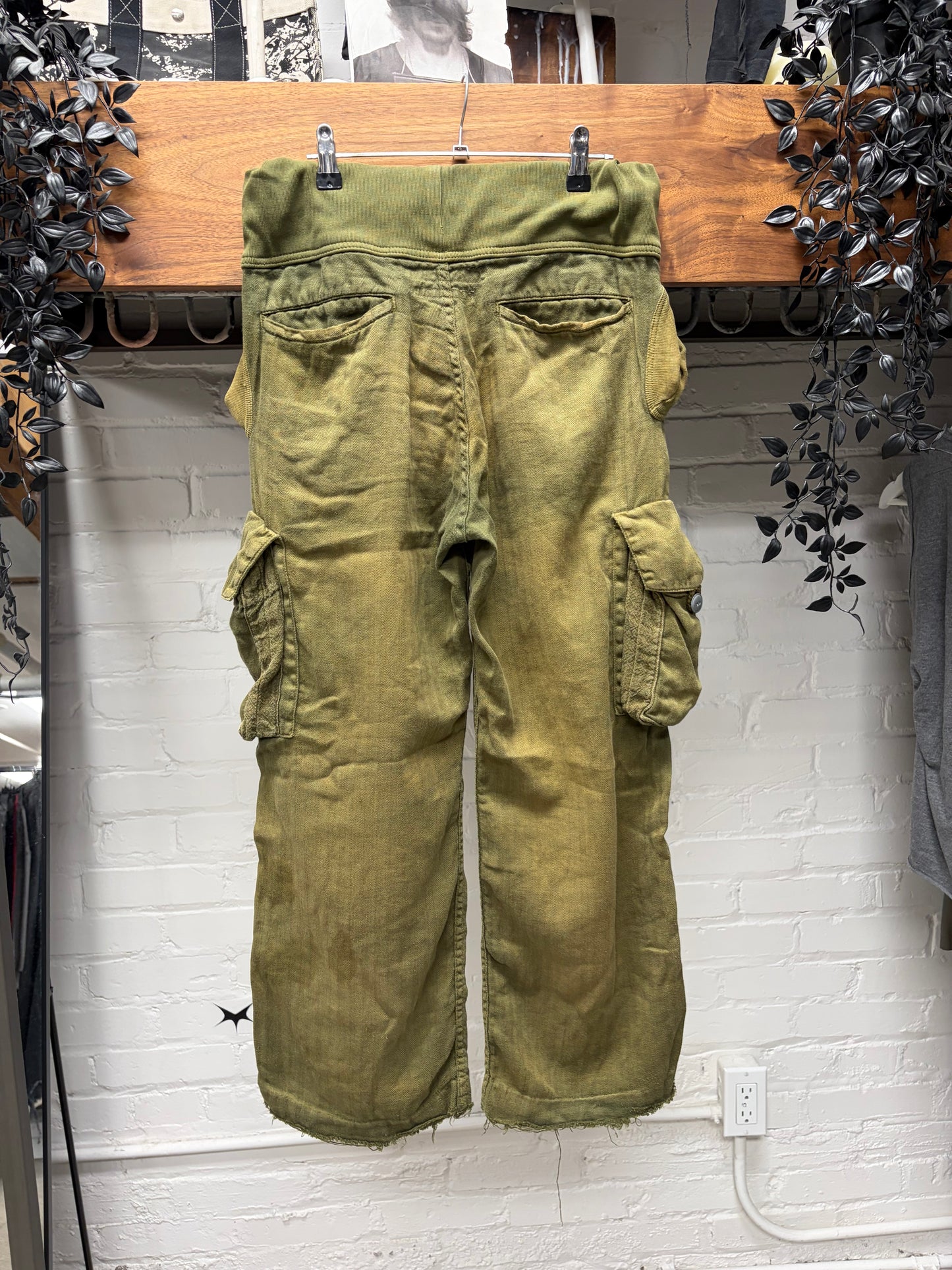 Kapital Sun-Faded Green Exposed Pocket Cargo Pants