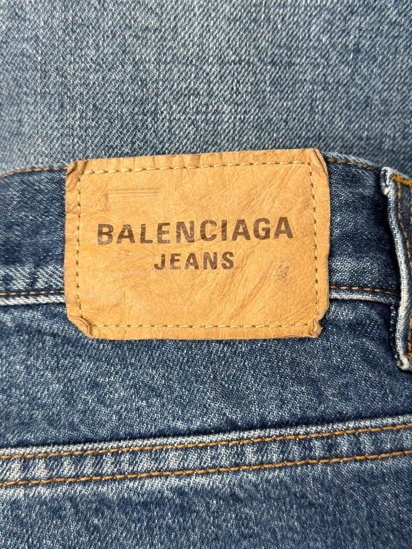 2021 Balenciaga Blue Washed Heel Bite Denim