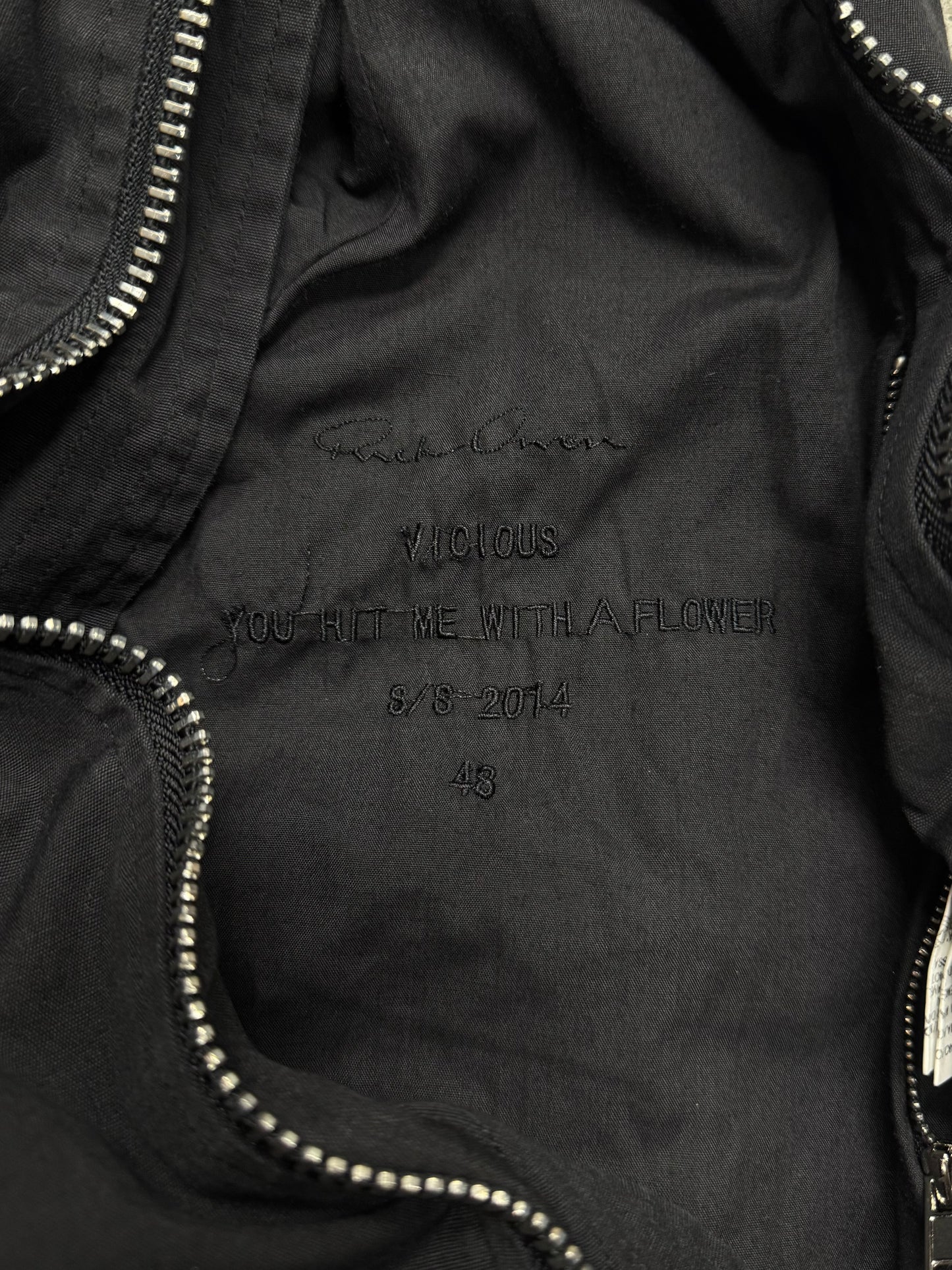 SS2014 Rick Owens Black Cotton MA-1 Bomber Jacket