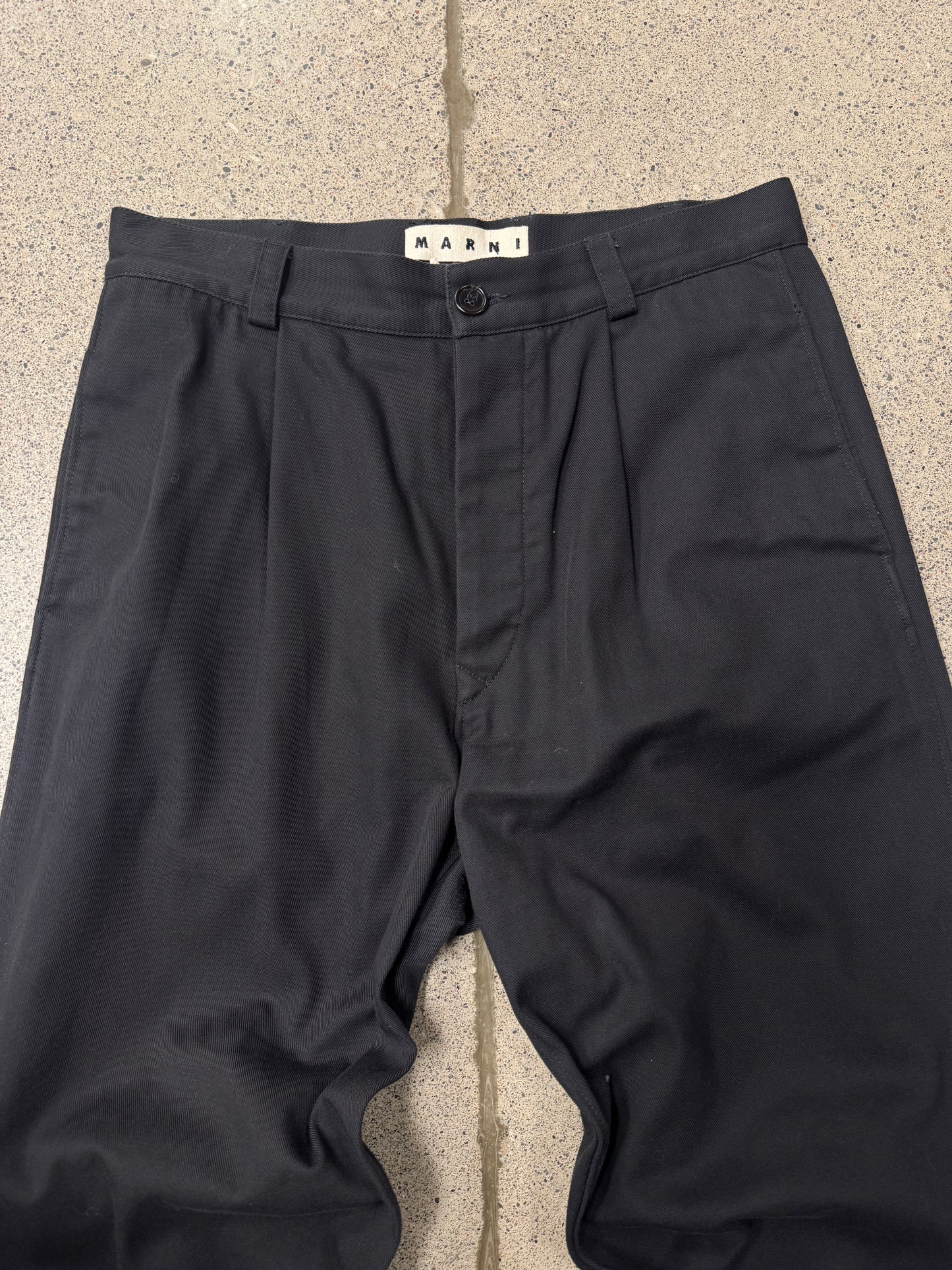 SS2020 Marni Black Straight Leg Cotton Trousers