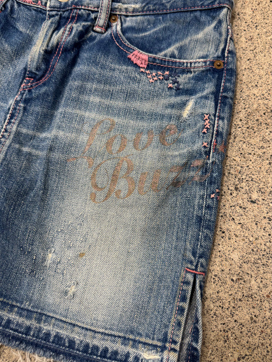 2000s Hysteric Glamour ‘Love Buzz’ Denim Mini Skirt