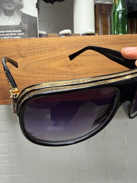 2004 Louis Vuitton ‘Millionaire’ 1.0 Black/Gold Monogram Aviator Sunglasses