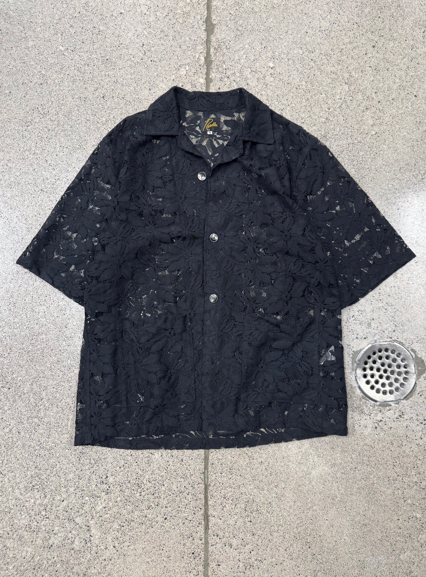 Needles Black Lace Camp Collar Shirt