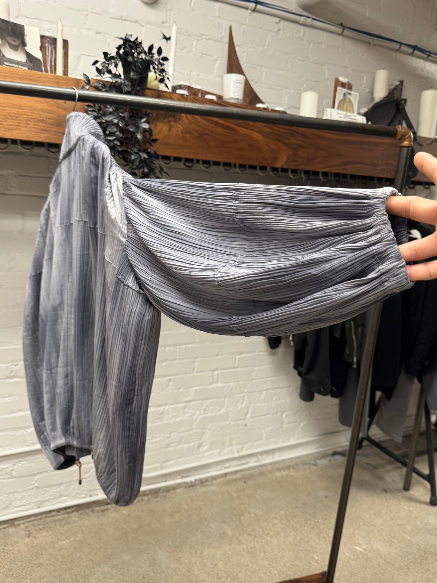 SS1991 Issey Miyake Runway Pleated Grey Windbreaker Jacket