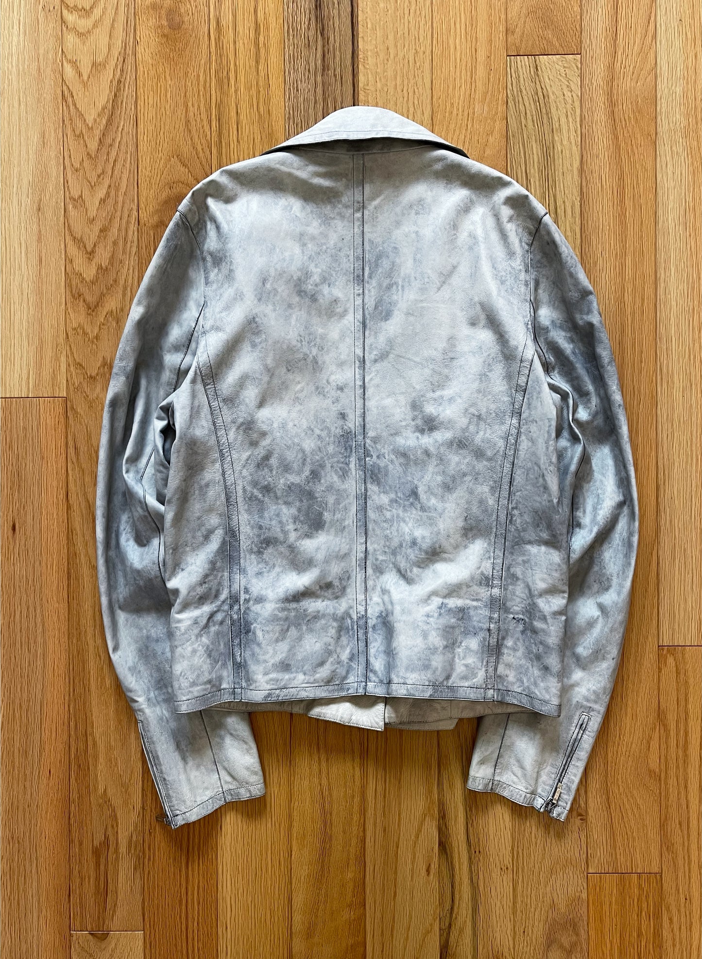 2000s Jil Sander Raw White Calfskin Leather Biker Jacket