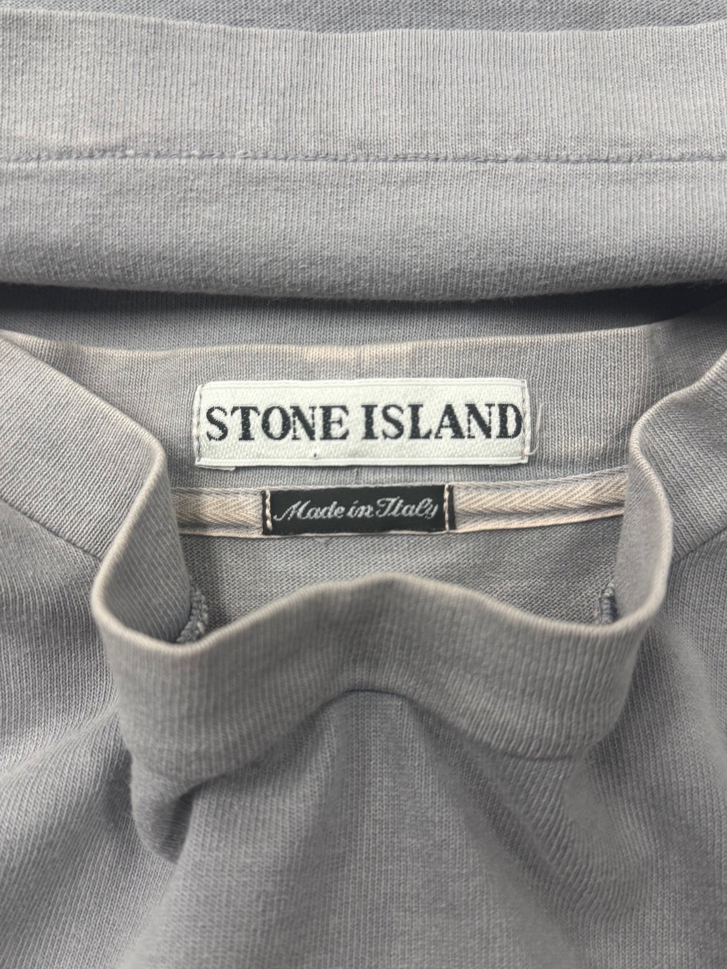 90s Stone Island Tape Logo Faded Grey T-Shirt