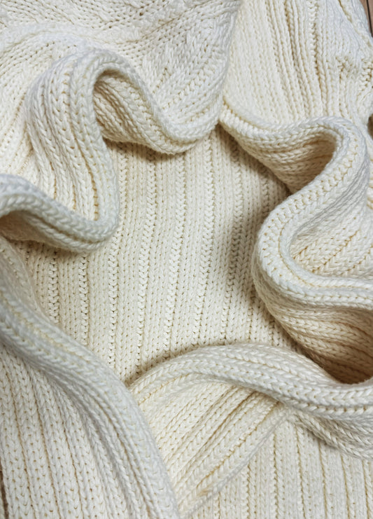 Gucci by Tom Ford Cream/White Wool Ribbed Knit Sweater