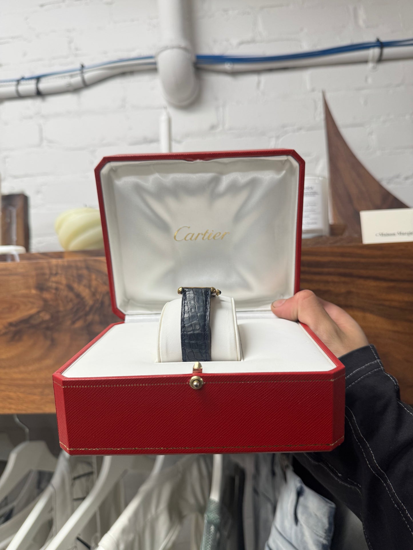 Vintage Cartier ‘Tank’ Vermeil 1613 With Genuine Crocodile Leather Band