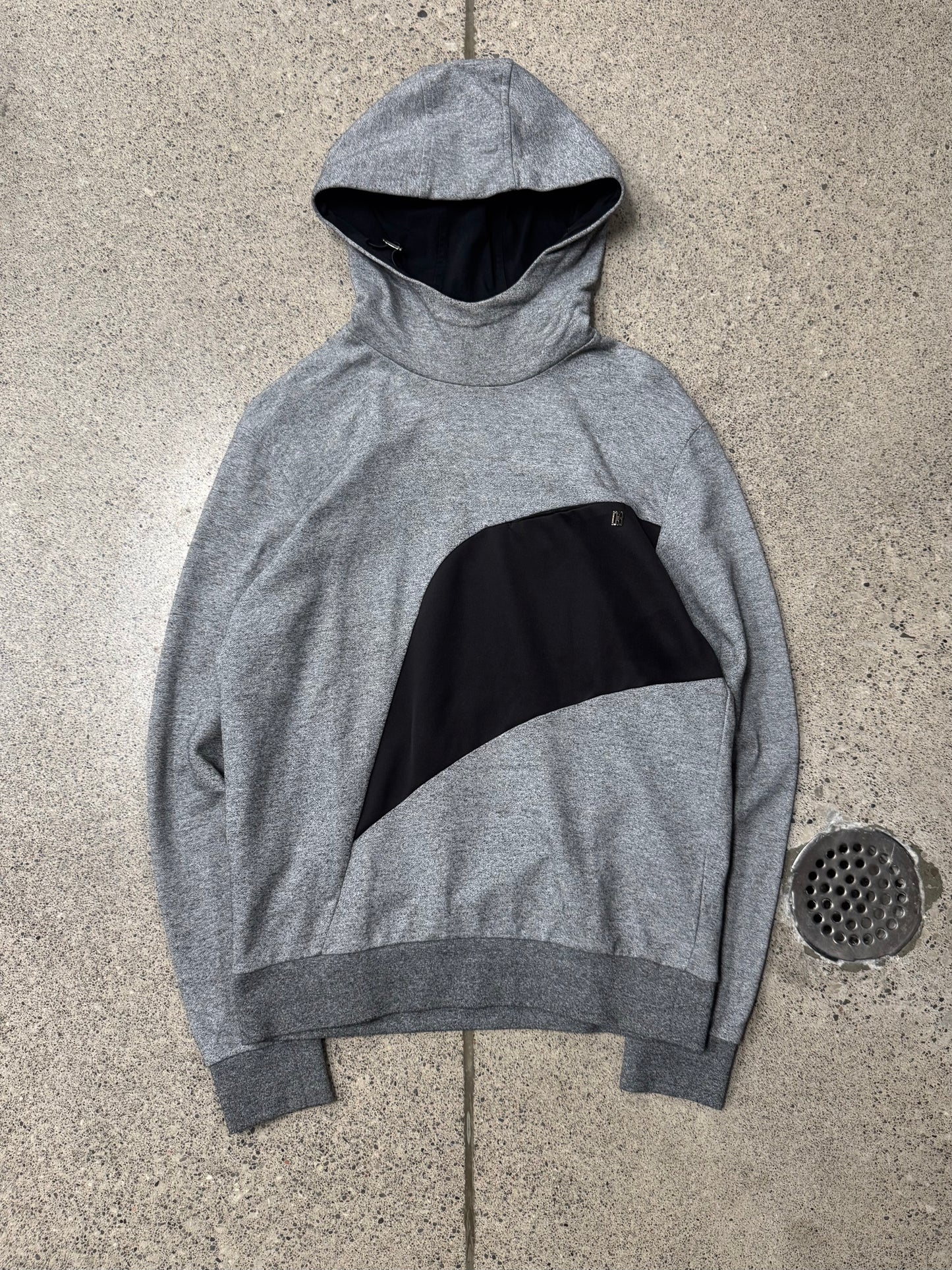 Dirk Bikkembergs Grey/Black Panelled Hoodie