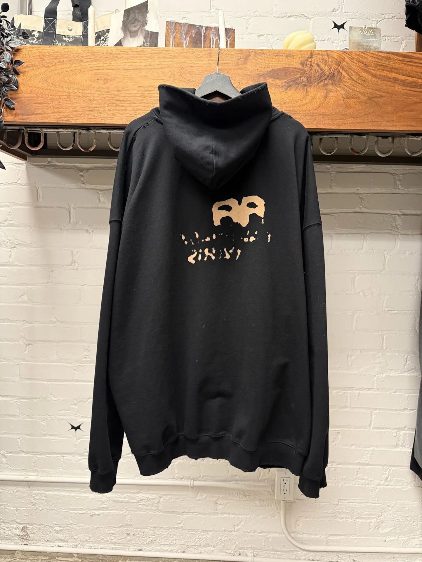 2023 Balenciaga ‘Hand Drawn’ BB Icon Logo Black Hoodie