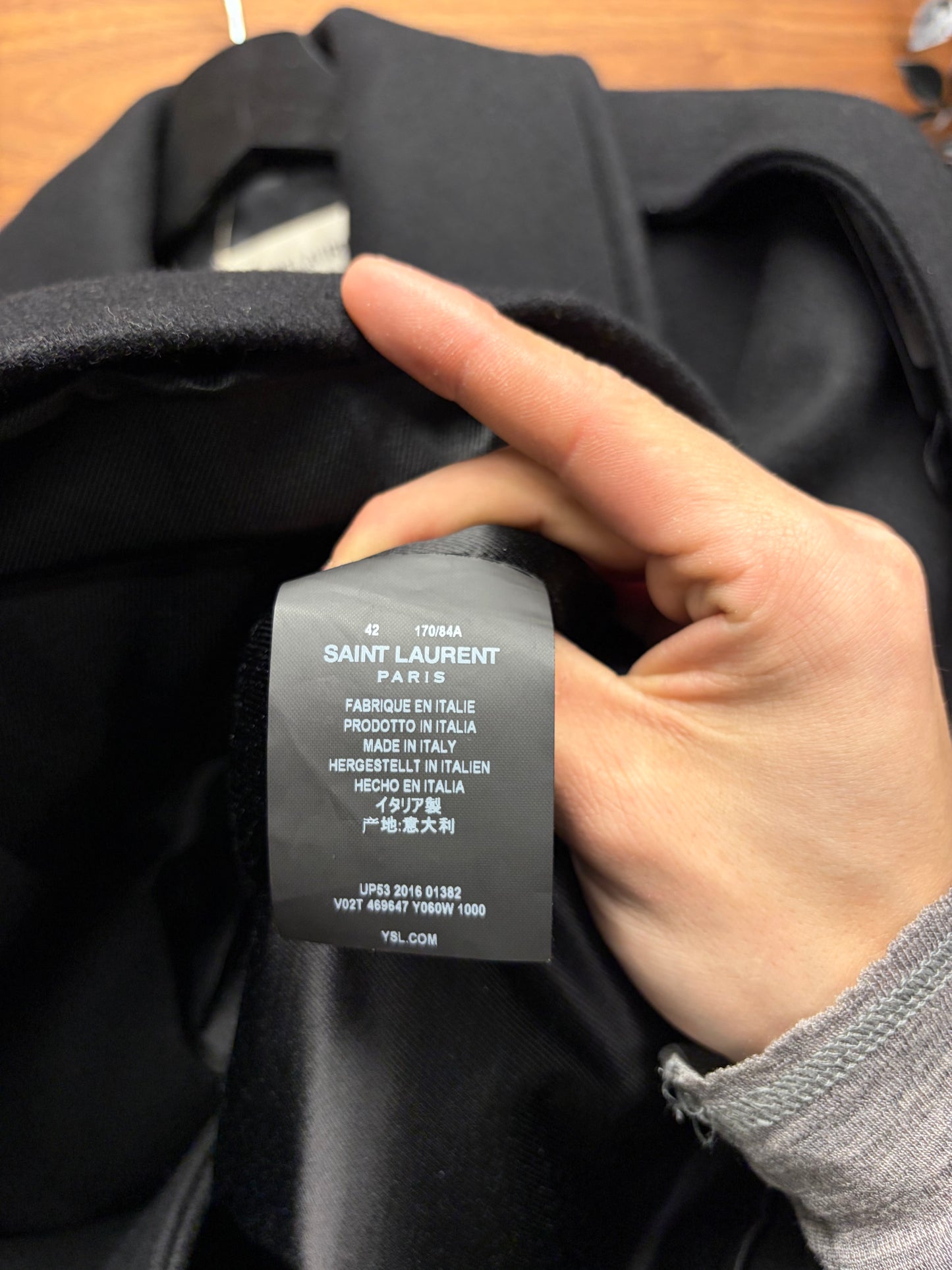 AW2016 Saint Laurent by Hedi Slimane Military Inspired Wool Peacoat