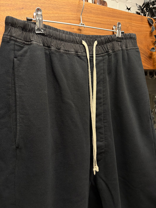 Rick Owens DRKSHDW ‘Felpa’ Black Pod Drop Crotch Drawstring Shorts