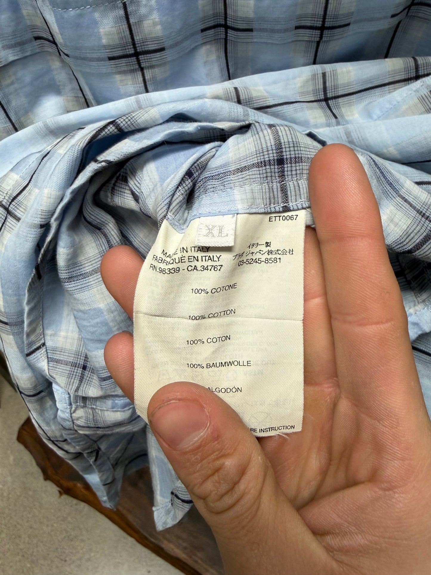 2000s Prada Sport Tartan Plaid Patterned Short Sleeve Zip-Up Shirt