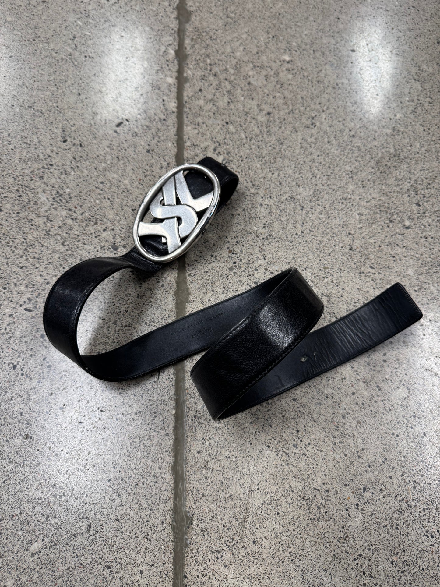 Vintage YSL Silver ‘Spellout’ Buckle Belt