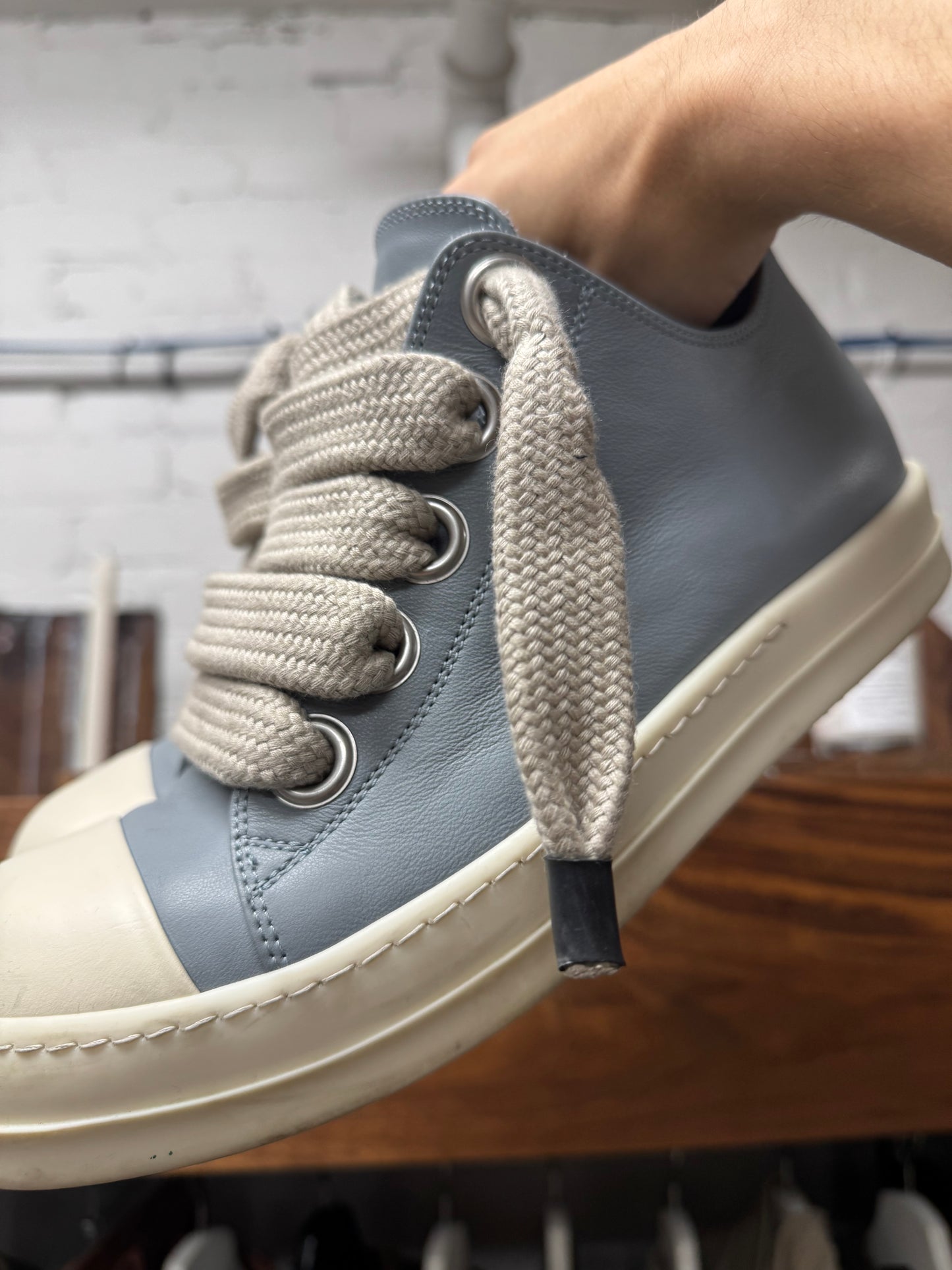 Rick Owens Mainline ‘Jumbo Lace’ Blue Leather Ramones