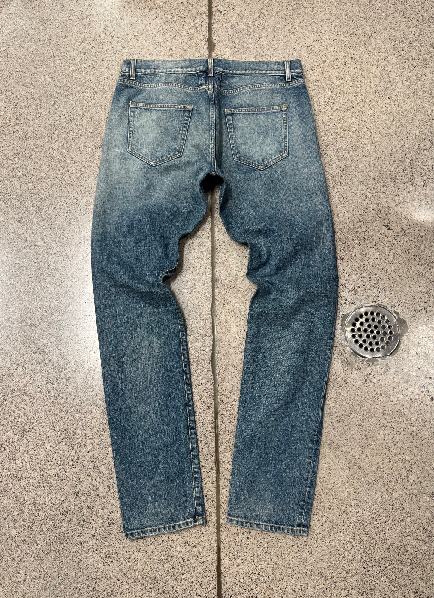 2015 Saint Laurent by Hedi Slimane ‘D02’ Distressed Blue Skinny Denim