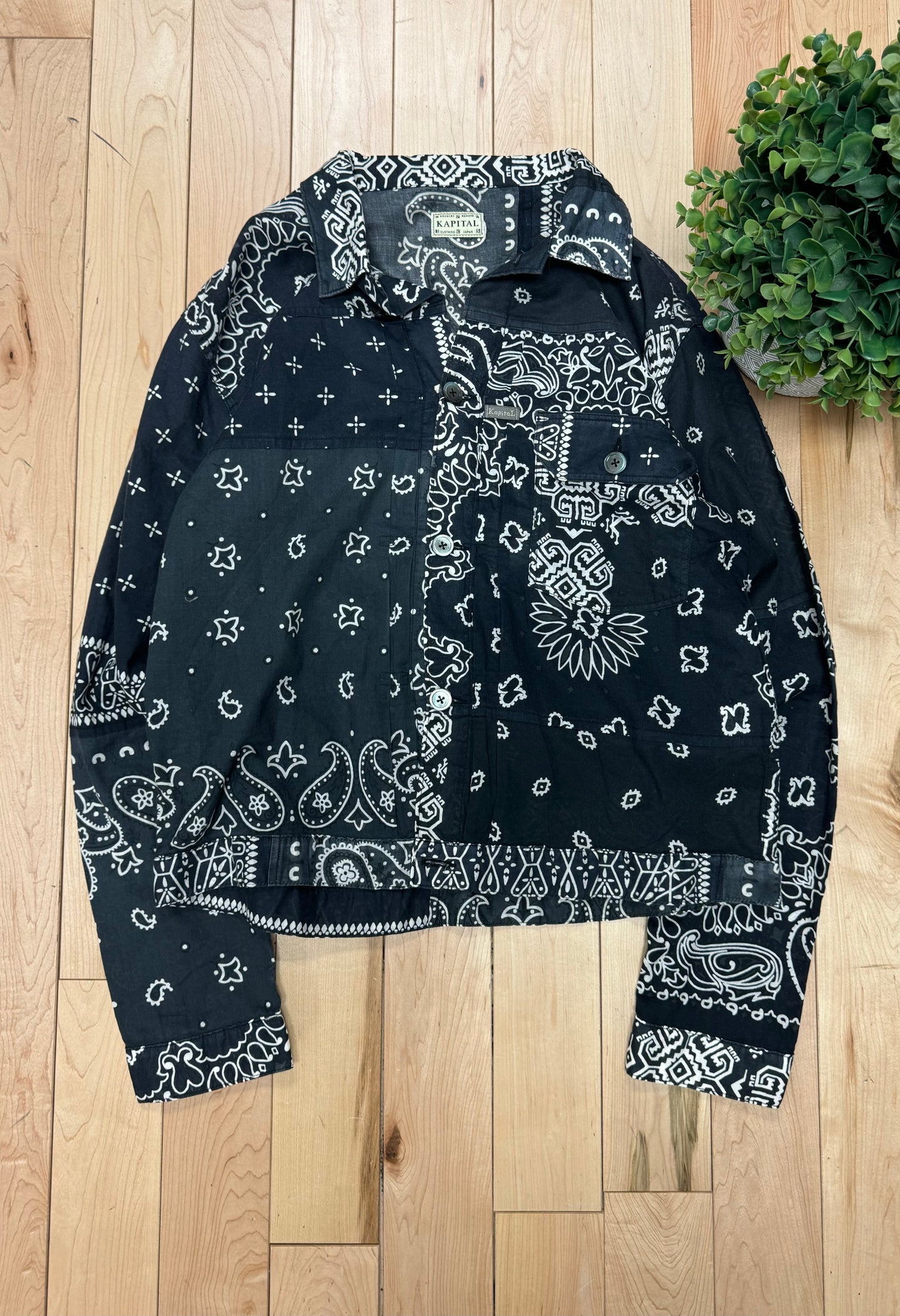 SS2024 Kapital Black Paisley Patchwork ‘Type 1’ Trucker Jacket