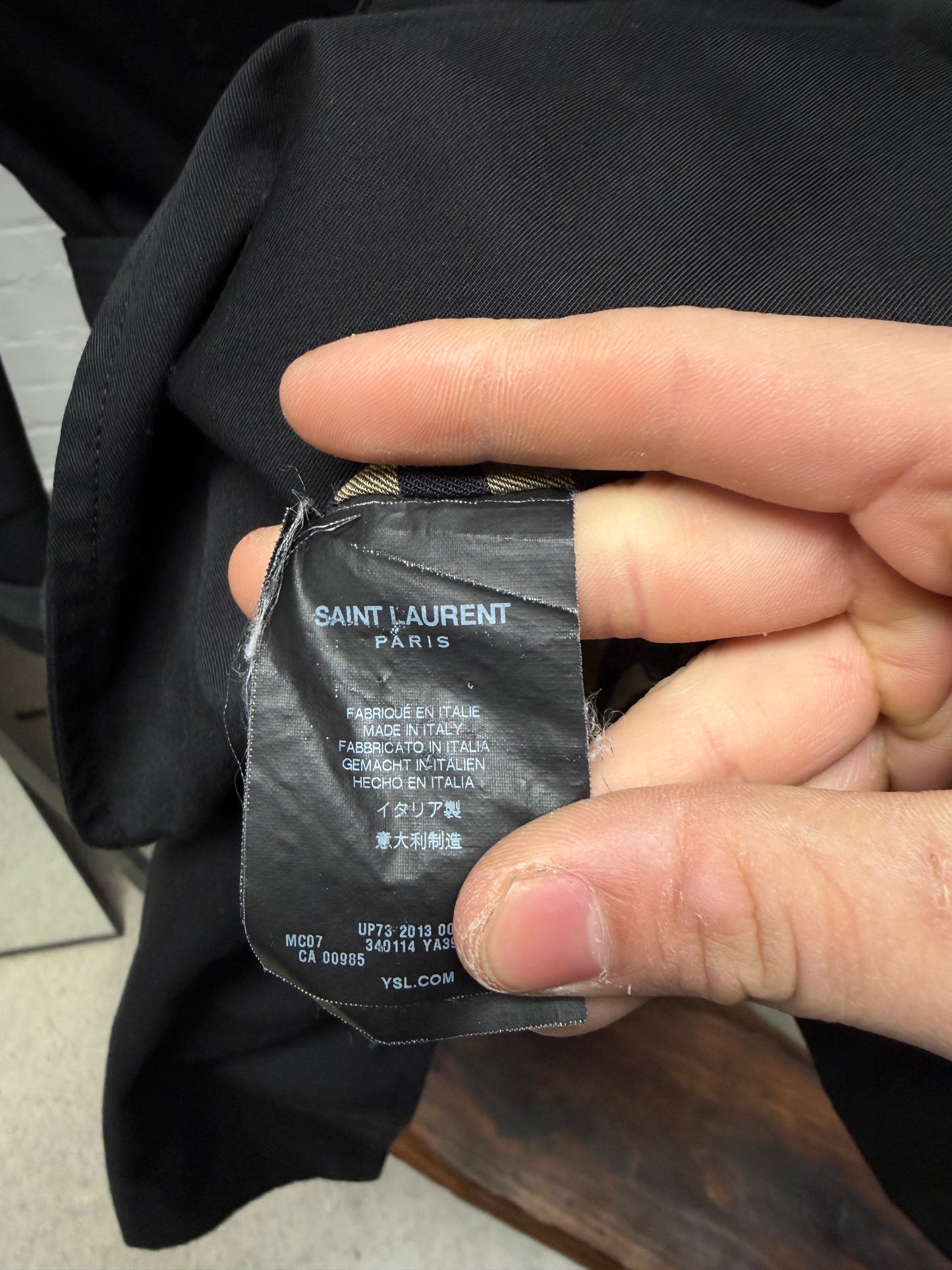 SS2013 Saint Laurent by Hedi Slimane Belted Black Trench Coat with Lined Interior