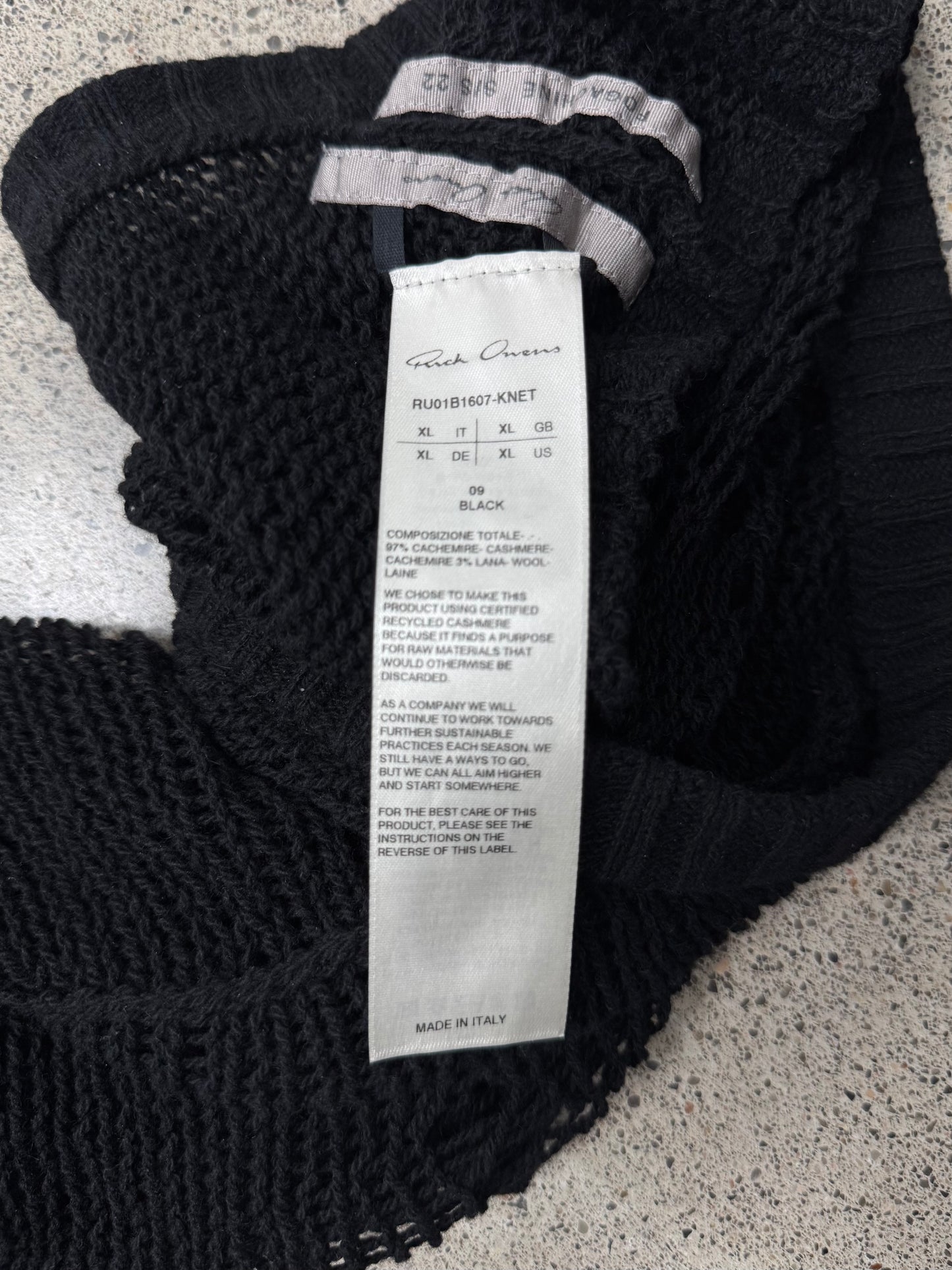 SS2022 Rick Owens Fogachine ‘Ziggy’ One Arm Knit Sweater