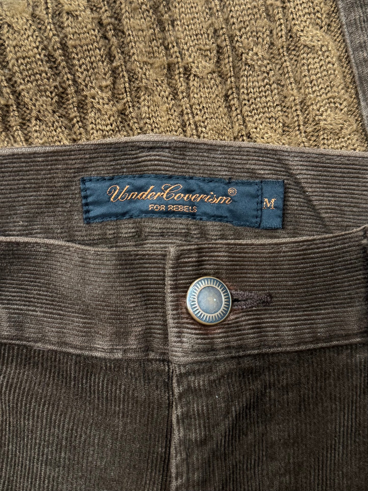 AW2002 Undercover ‘Witches Cell Division’ Hybrid Corduroy/Knit Flared Pants