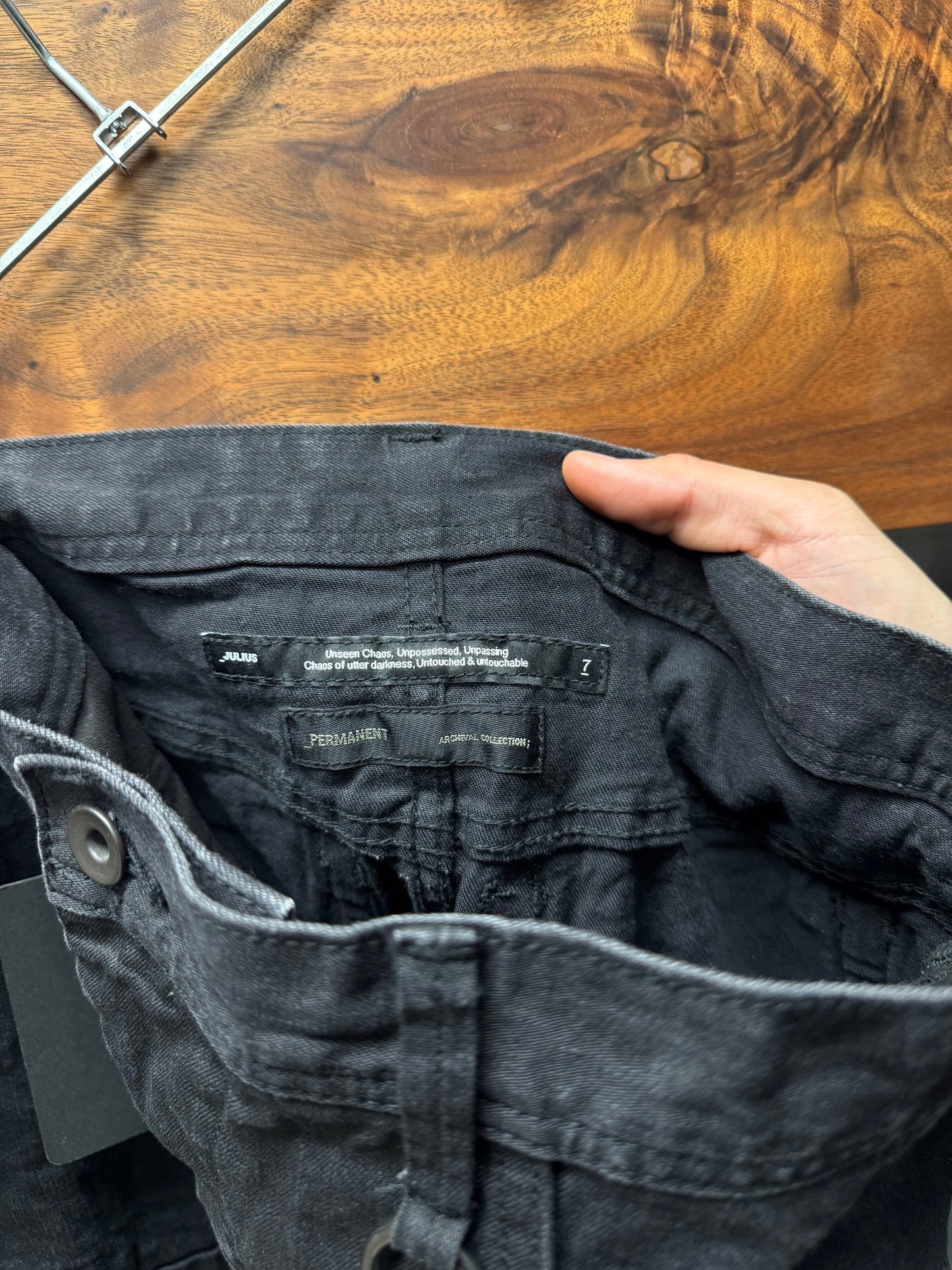SS2022 Julius ‘9 oz’ Black Distressed Knee Skinny Denim