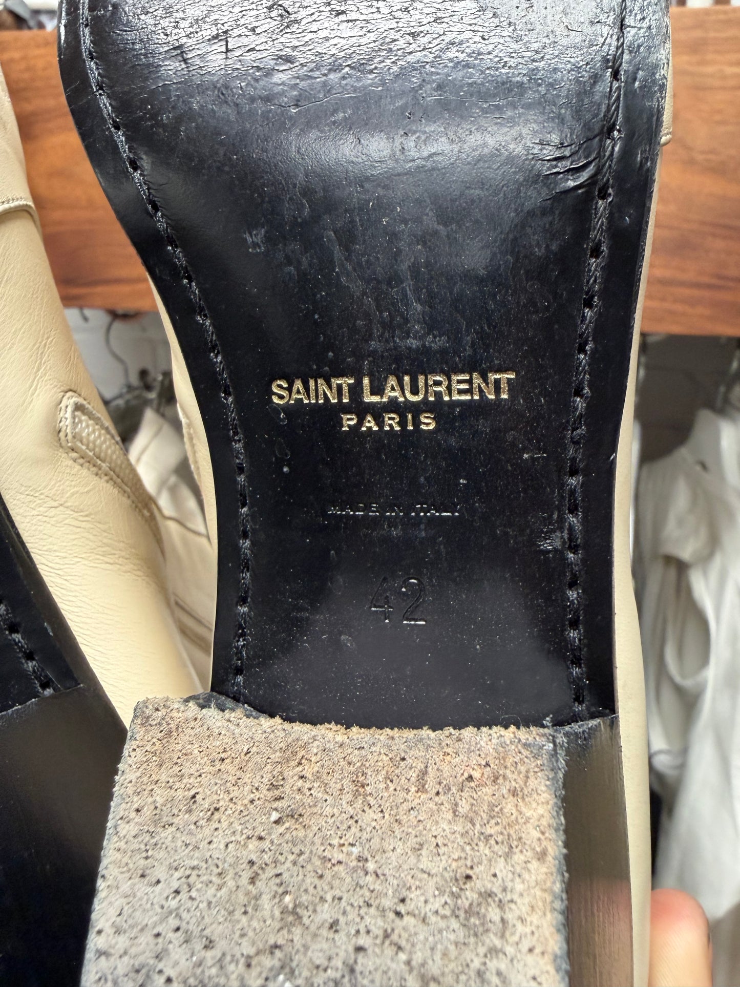 Saint Laurent ‘Vassili’ Pointed Toe White Leather Boots