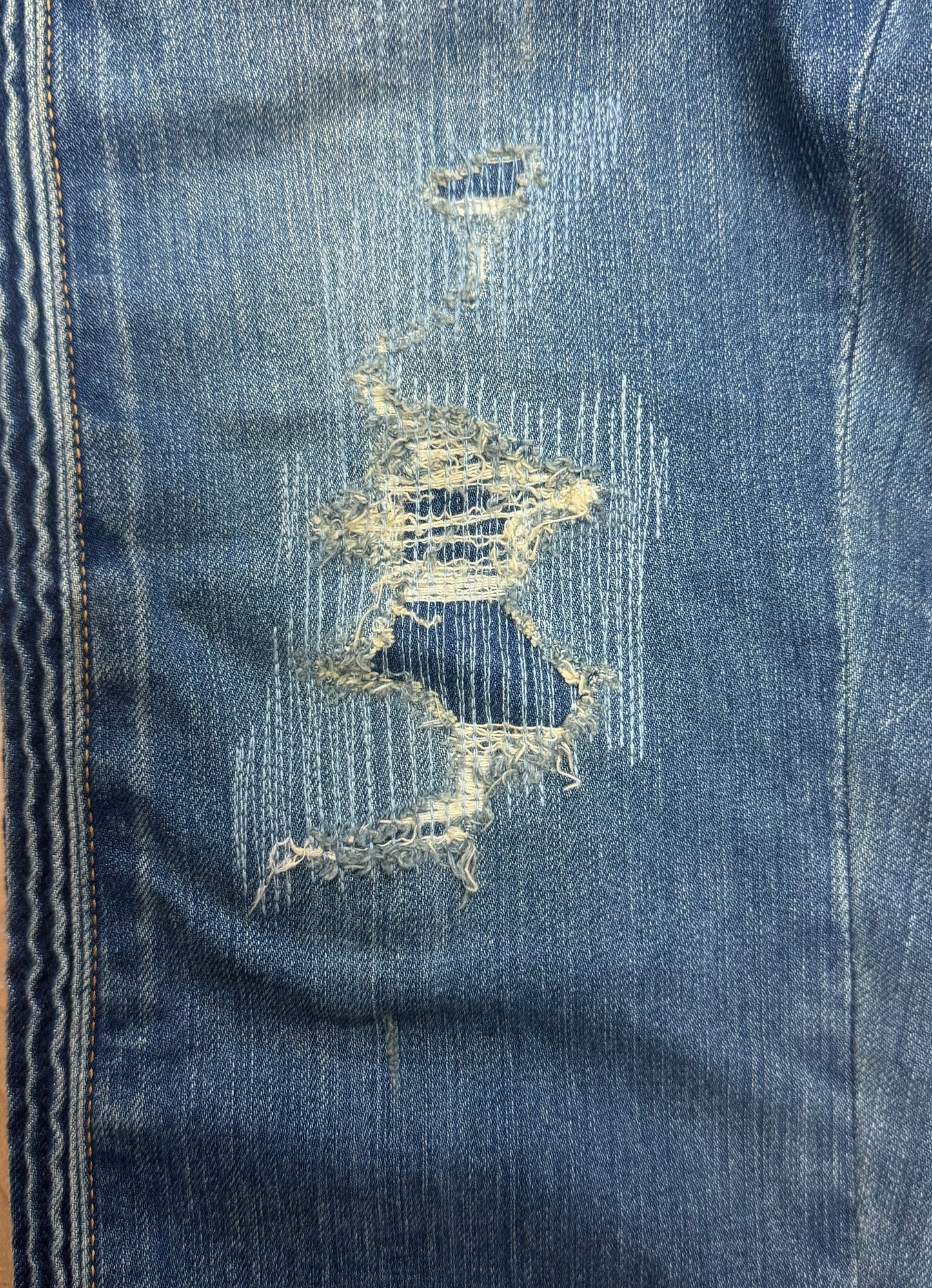 Balmain Slim/Skinny Distressed Blue Denim