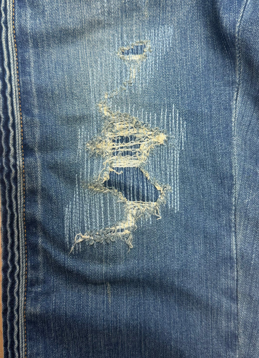 Balmain Slim/Skinny Distressed Blue Denim