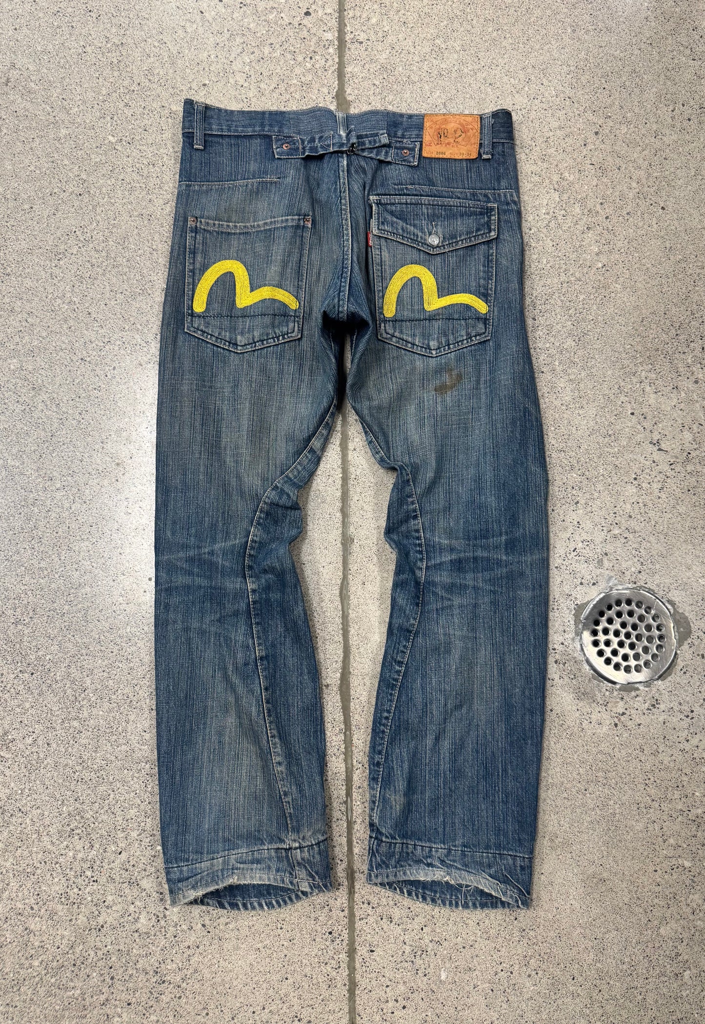 2000s Evisu ‘N02’ Buckle Back Gull Logo Denim
