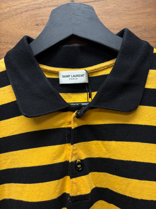 2013 Saint Laurent by Hedi Slimane Black/Yellow Striped Polo