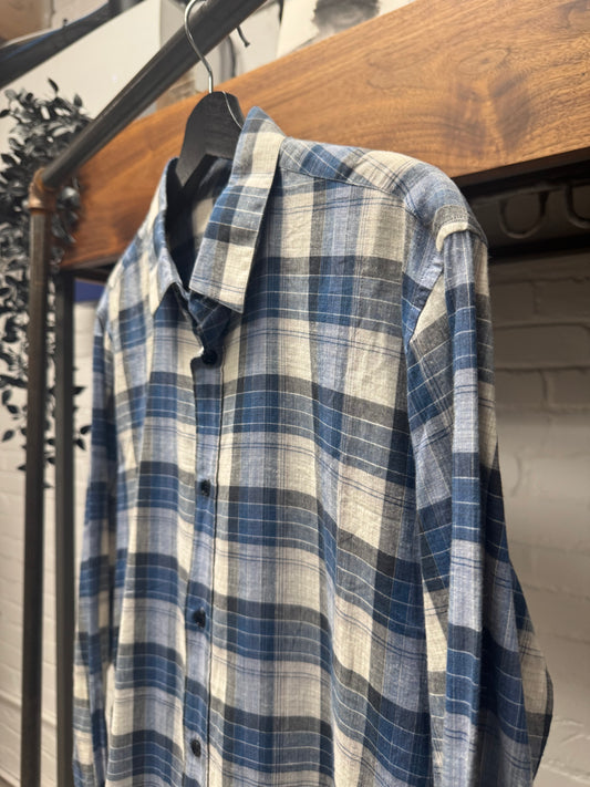 Saint Laurent Blue/White Sheer Plaid Flannel