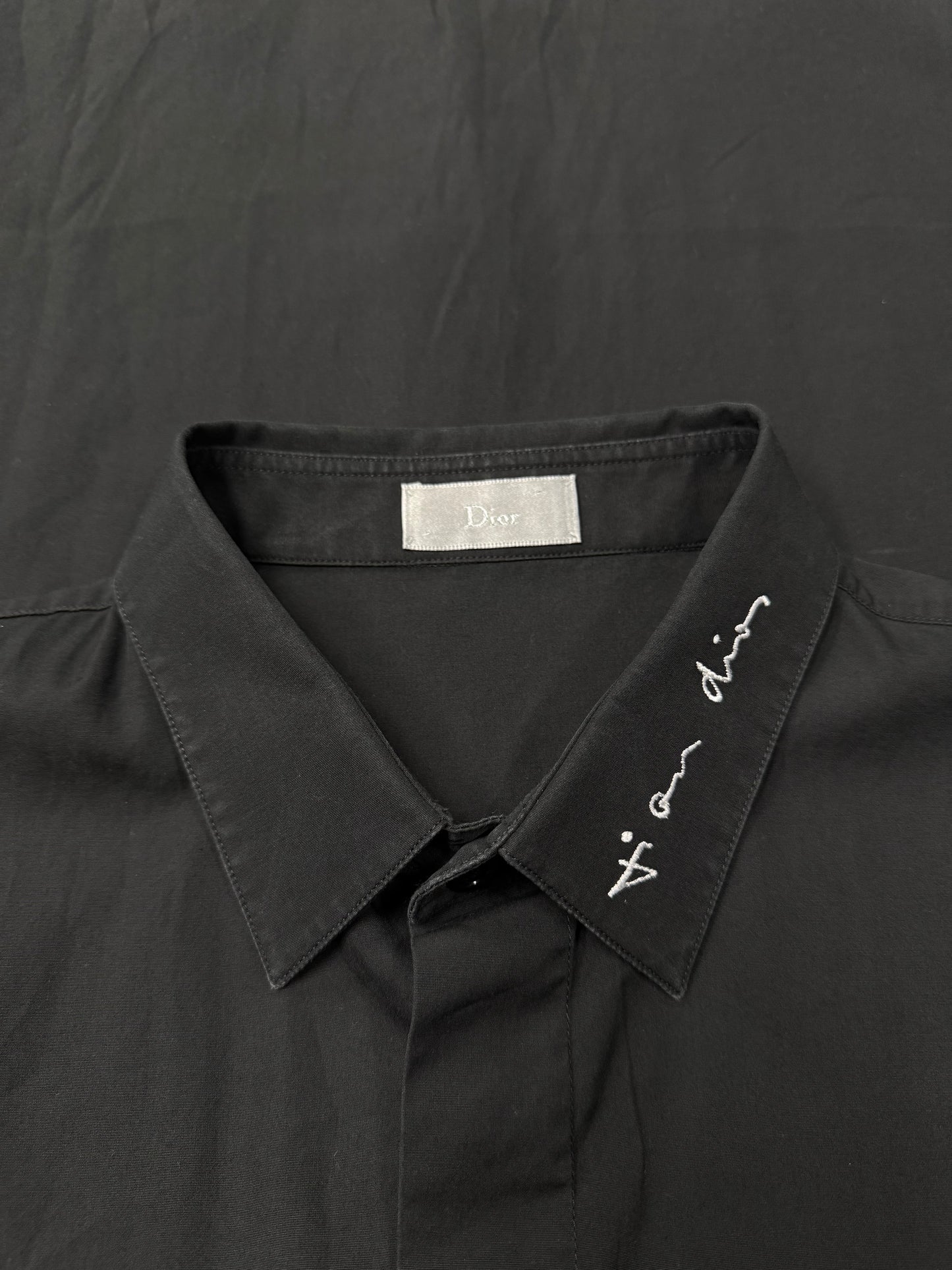 SS2015 Dior Homme ‘Script’ Embroidered Collar Detail Shirt