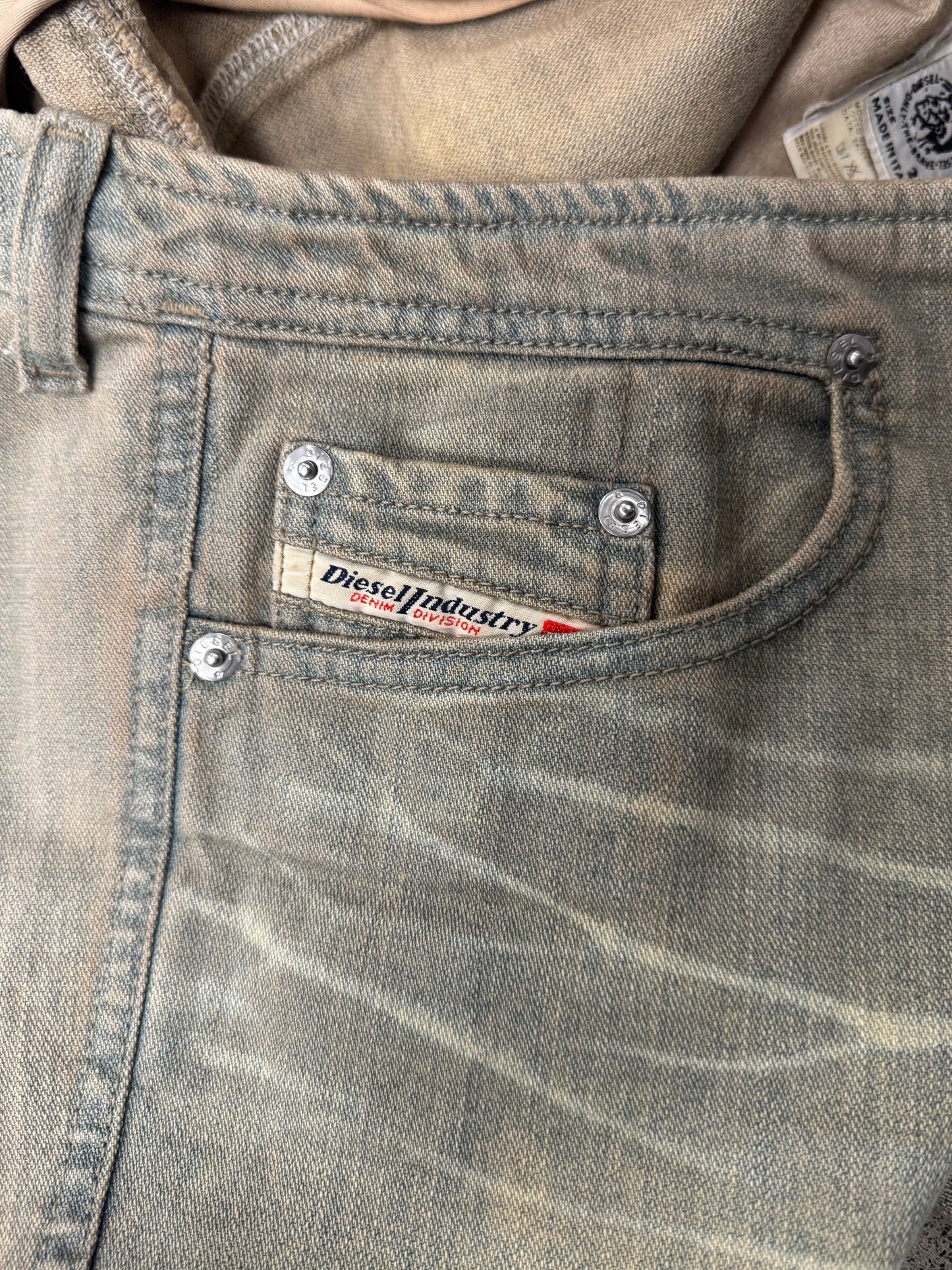 2000s Diesel Low Rise Dirt Wash Brown Flared Denim