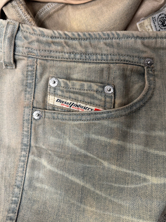 2000s Diesel Low Rise Dirt Wash Brown Flared Denim